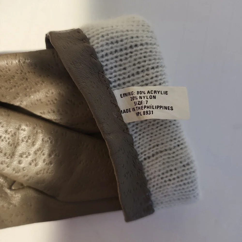 Aris Taupe Gray Pleather Gloves Size 7